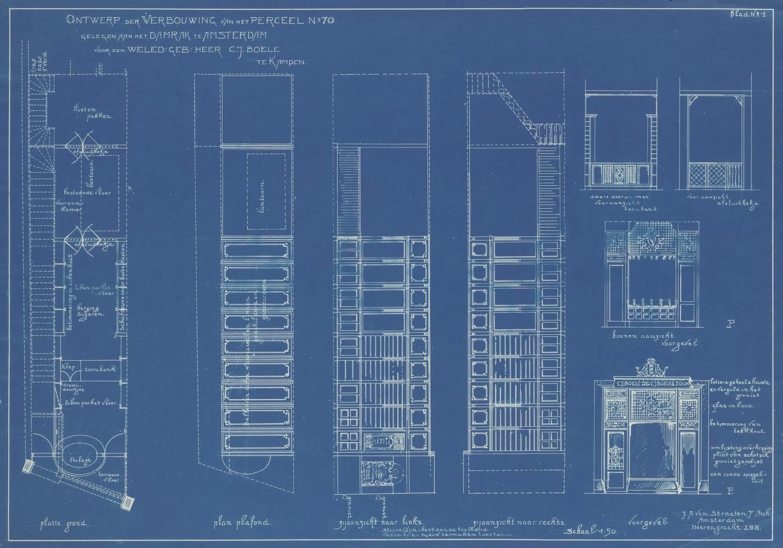 Close-up detail of an architectural blueprint and technical construction drawing